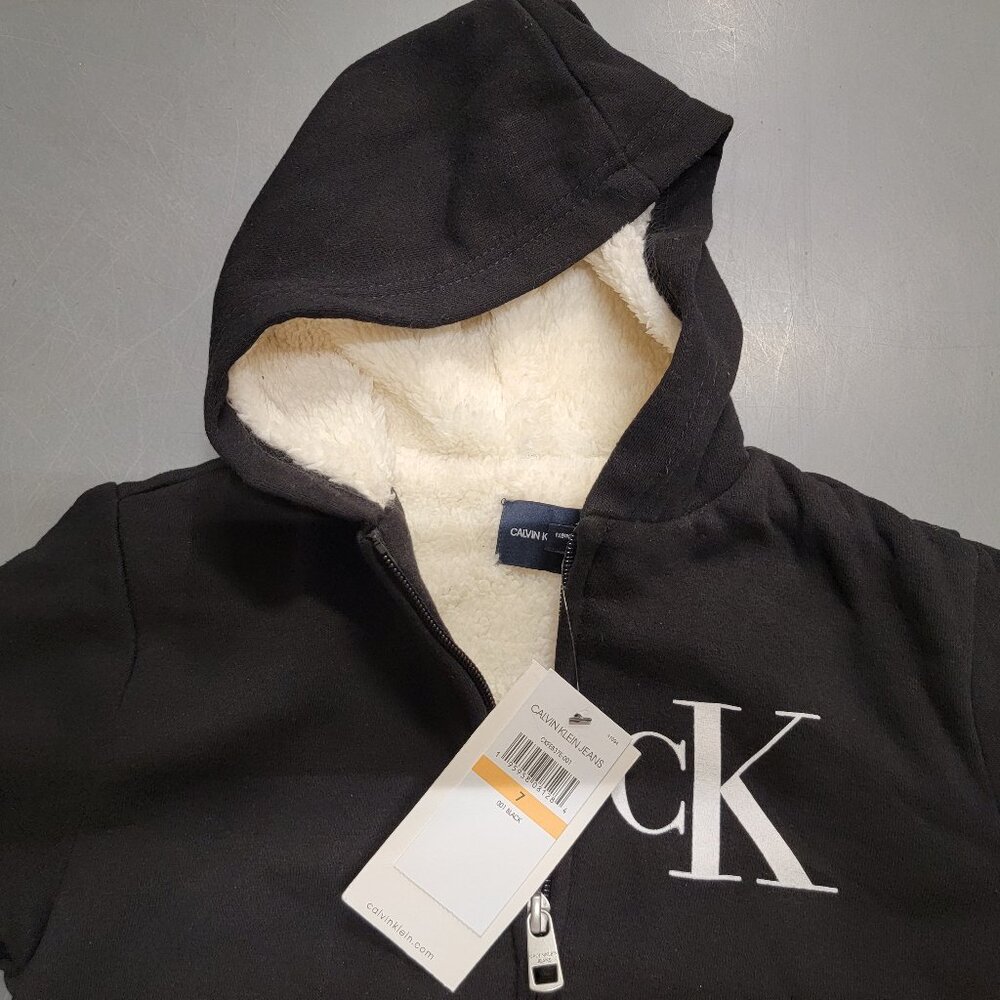 Calvin Klein Boys' Long Sleeve Full Zip Fleece Hoodie-Size 7